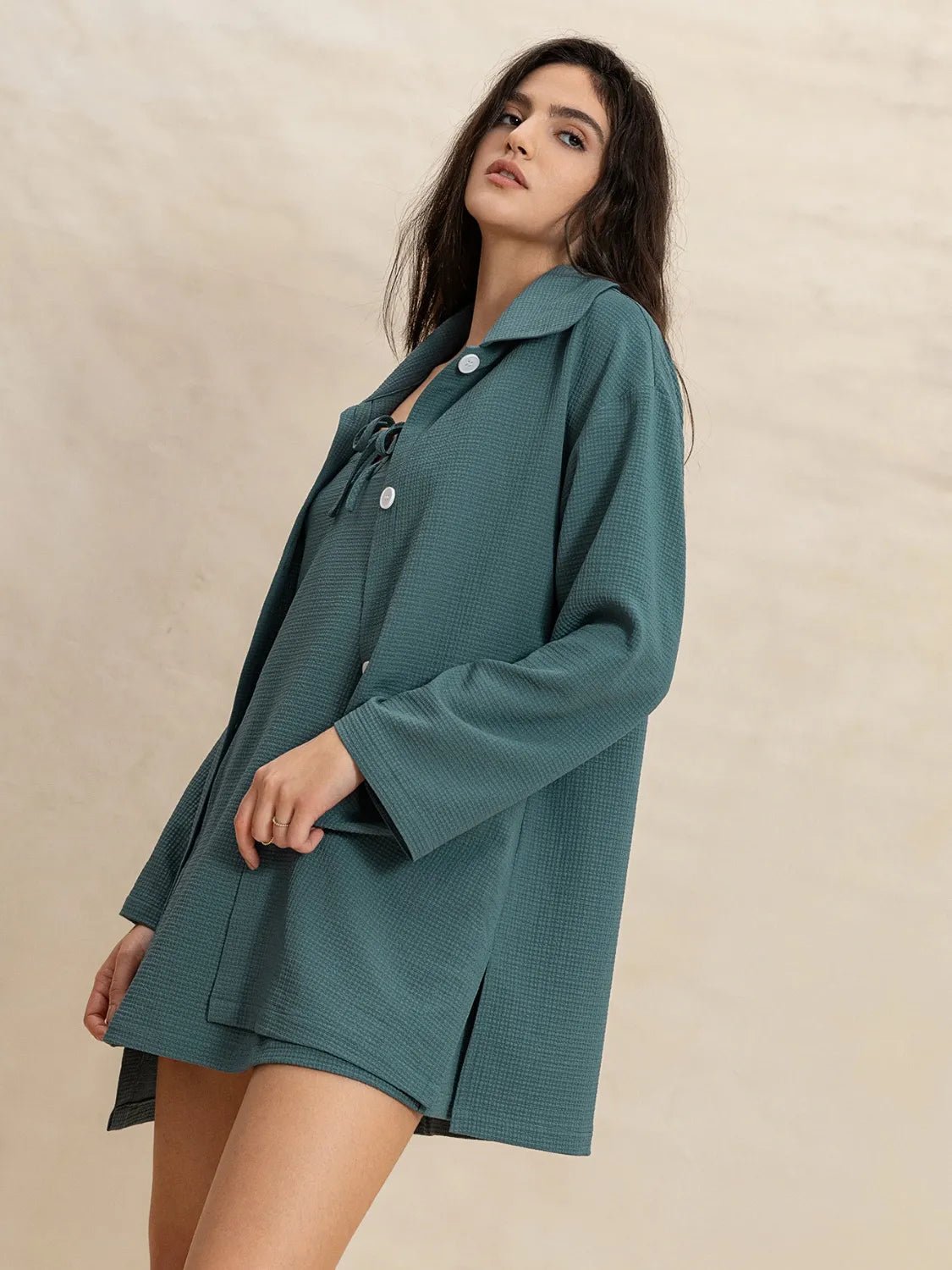Tie Shoulder Mini Dress and Long Sleeve Top Set - Chaelisa's New Jammies