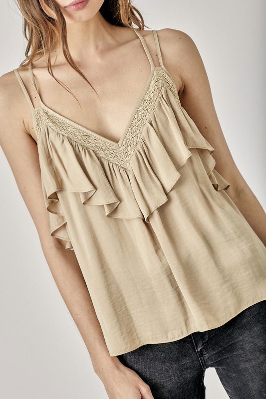 Trim Detail with Ruffle Cami Top - Chaelisa's New Jammies