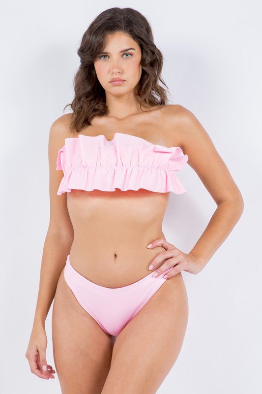 TWO PIECE TUBE TOP WITH RUCHED RUFFLE BIKINI - Chaelisa's New Jammies