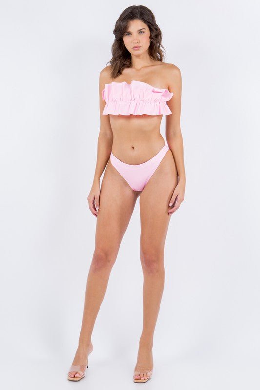 TWO PIECE TUBE TOP WITH RUCHED RUFFLE BIKINI - Chaelisa's New Jammies
