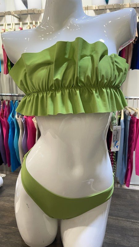 TWO PIECE TUBE TOP WITH RUCHED RUFFLE BIKINI - Chaelisa's New Jammies