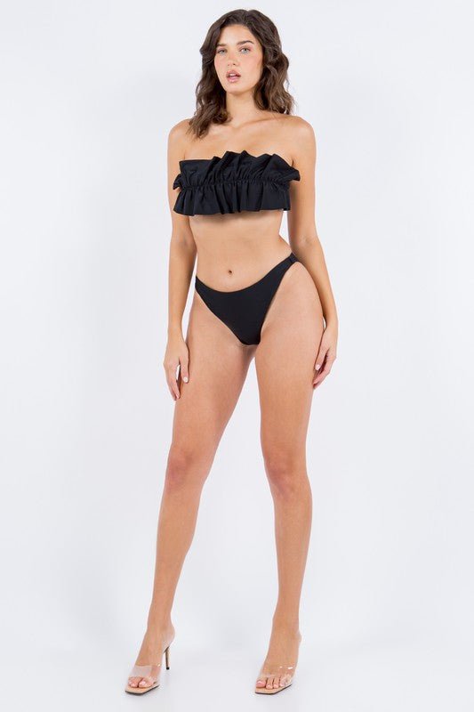 TWO PIECE TUBE TOP WITH RUCHED RUFFLE BIKINI - Chaelisa's New Jammies