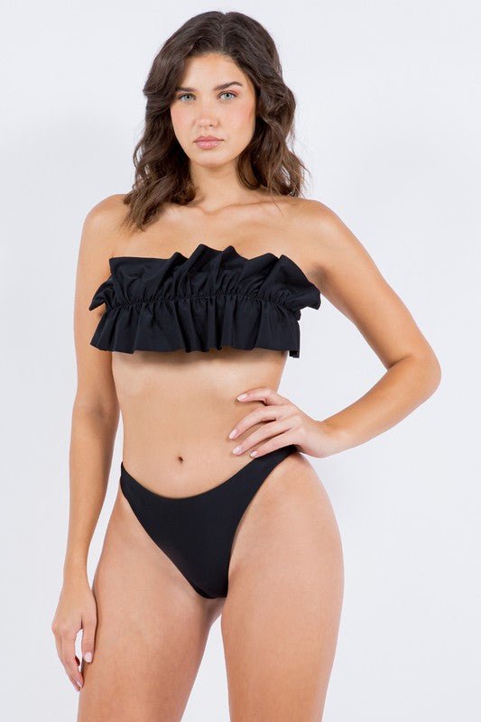 TWO PIECE TUBE TOP WITH RUCHED RUFFLE BIKINI - Chaelisa's New Jammies