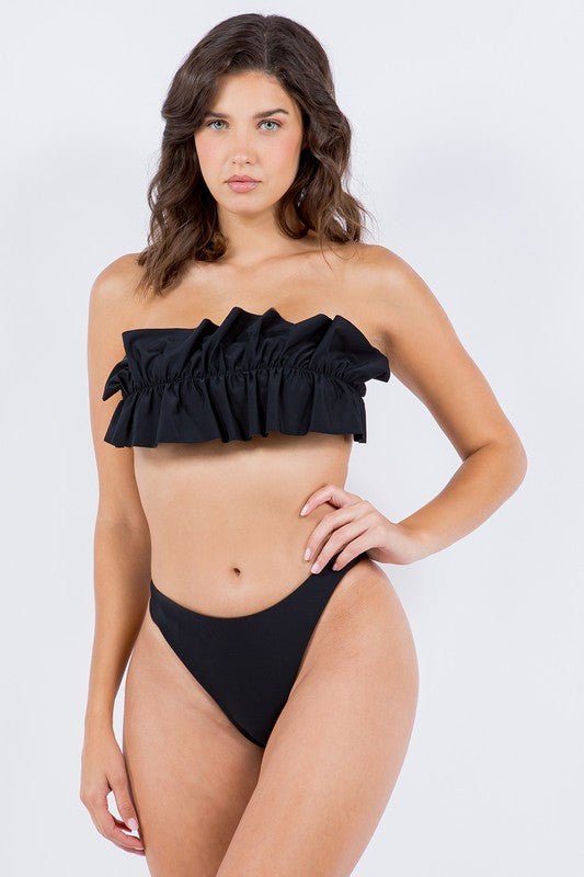TWO PIECE TUBE TOP WITH RUCHED RUFFLE BIKINI - Chaelisa's New Jammies