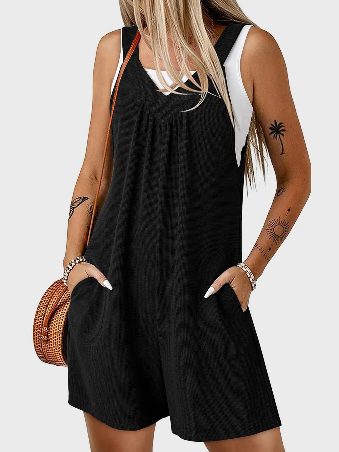 V - Neck Wide Strap Romper - Chaelisa's New Jammies