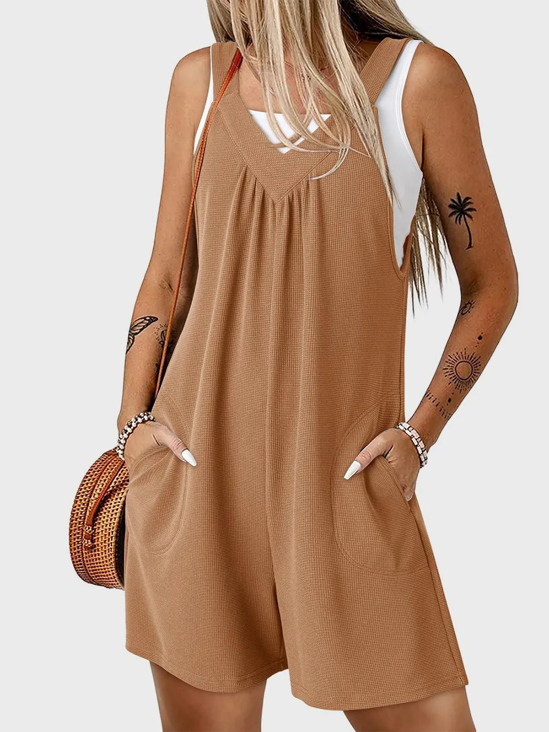 V - Neck Wide Strap Romper - Chaelisa's New Jammies