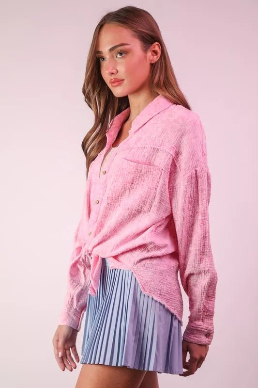 VERY J Mineral Washed Gauze Shirt Top - Chaelisa's New Jammies