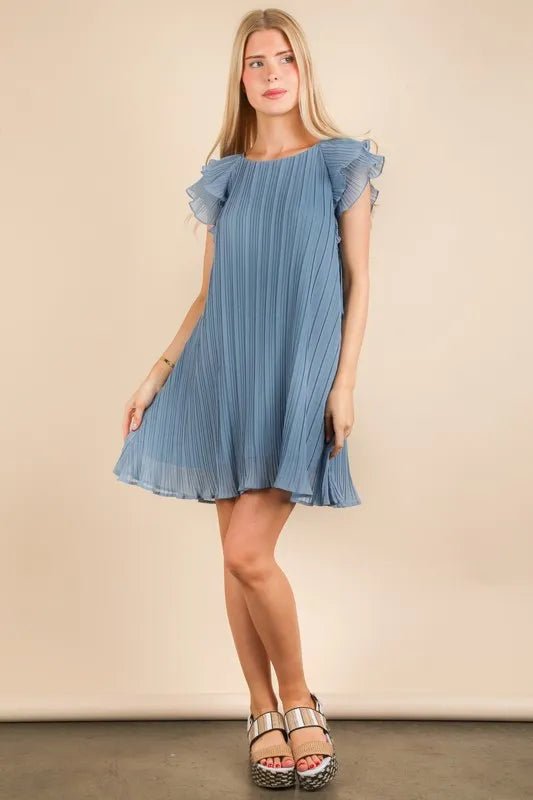 VERY J Plus Size Ruffle Sleeve Pleated Woven Mini Dress - Chaelisa's New Jammies