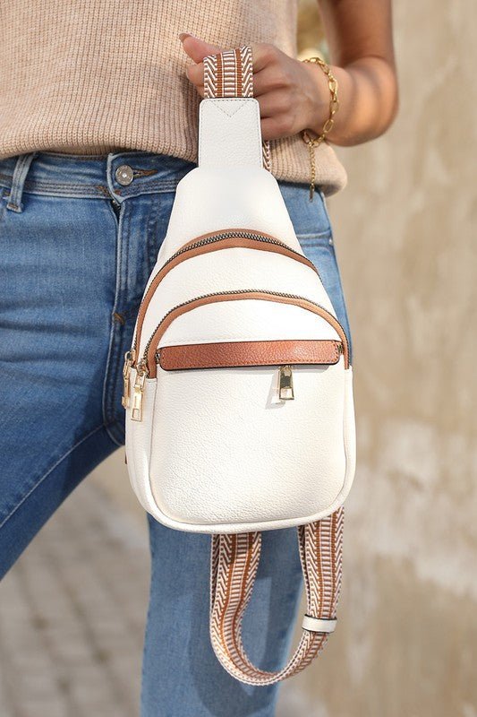 White Casual Multi Zipped Street penny Sling Bag - Chaelisa's New Jammies