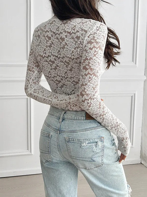White Lace Tie - Front Top Women's Boho Style - Chaelisa's New Jammies