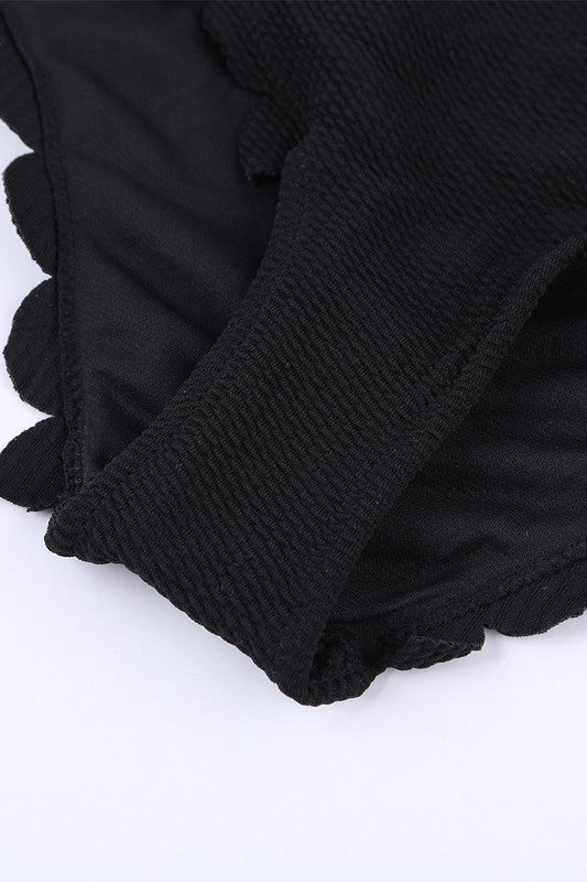 Women Black Solid Scalloped One - Shoulder Bikini - Chaelisa's New Jammies