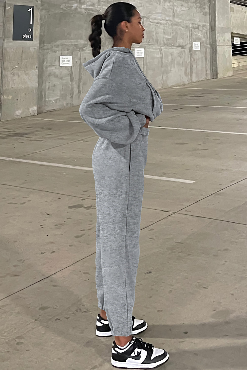 Gray Solid Drop Shoulder Hoodie and Joggers Activewear Set-Chaelisa's New Jammies