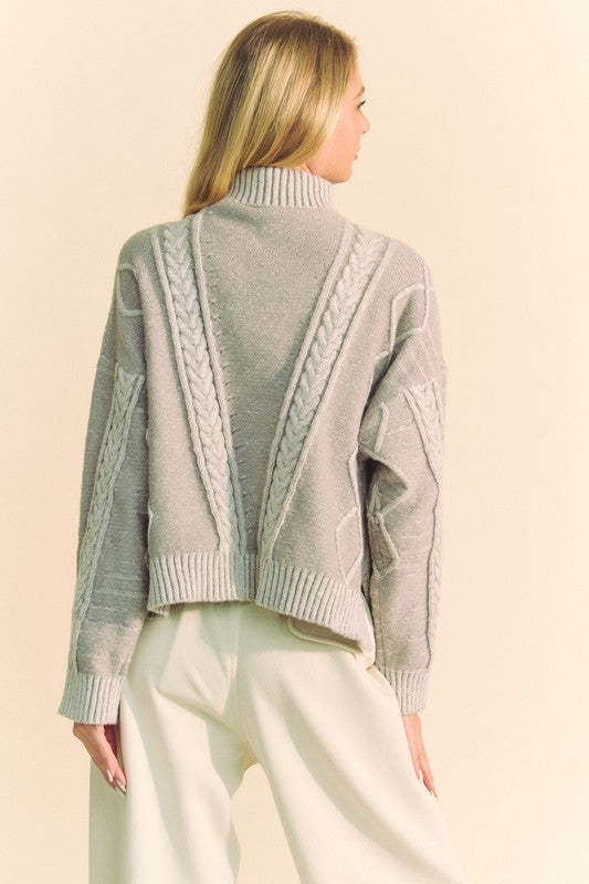 Davi & Dani Cable-Knit Turtleneck Dropped Shoulder Sweater-Chaelisa's New Jammies