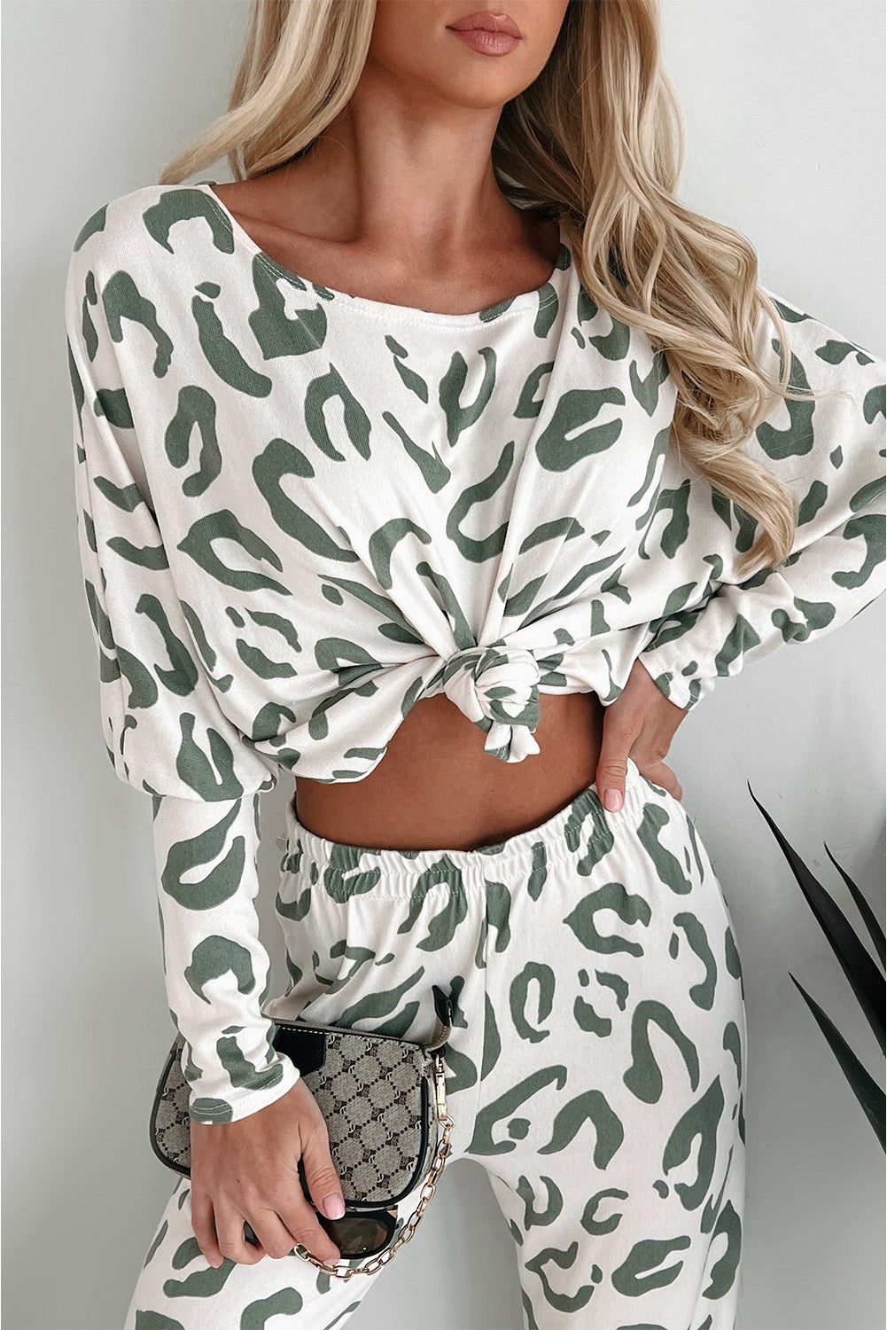 Beige Leopard Animal Print Long Sleeve and Pants Loungewear Set-Chaelisa's New Jammies