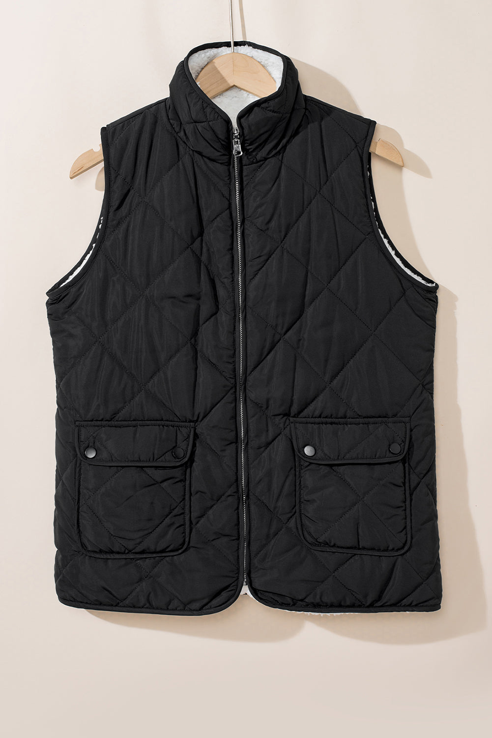 Black Fleece Lined Quilted Zip up Vest Coat-Chaelisa's New Jammies