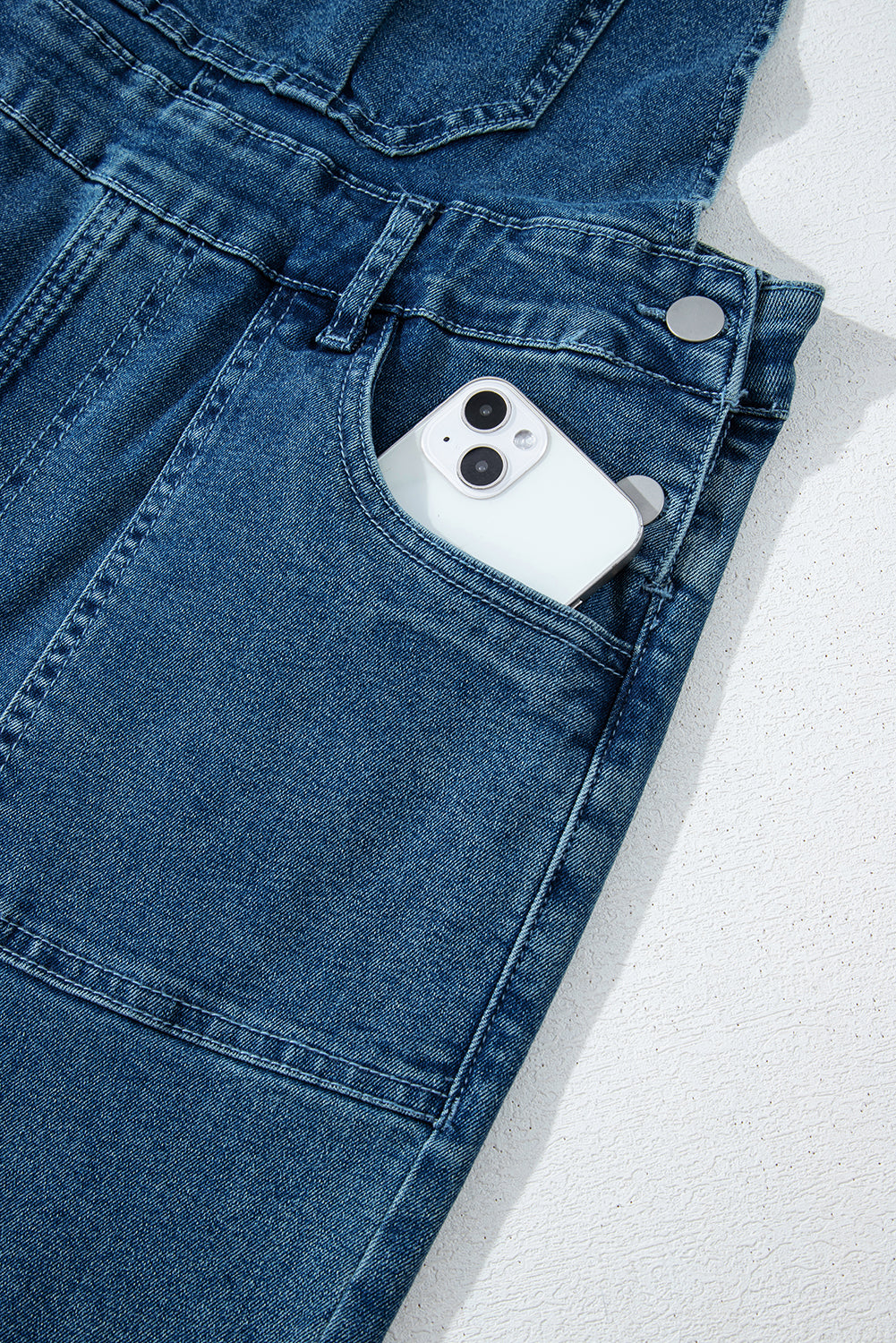 Dusk Blue Adjustable Tie Straps Cropped Wide Leg Denim Overalls-Chaelisa's New Jammies