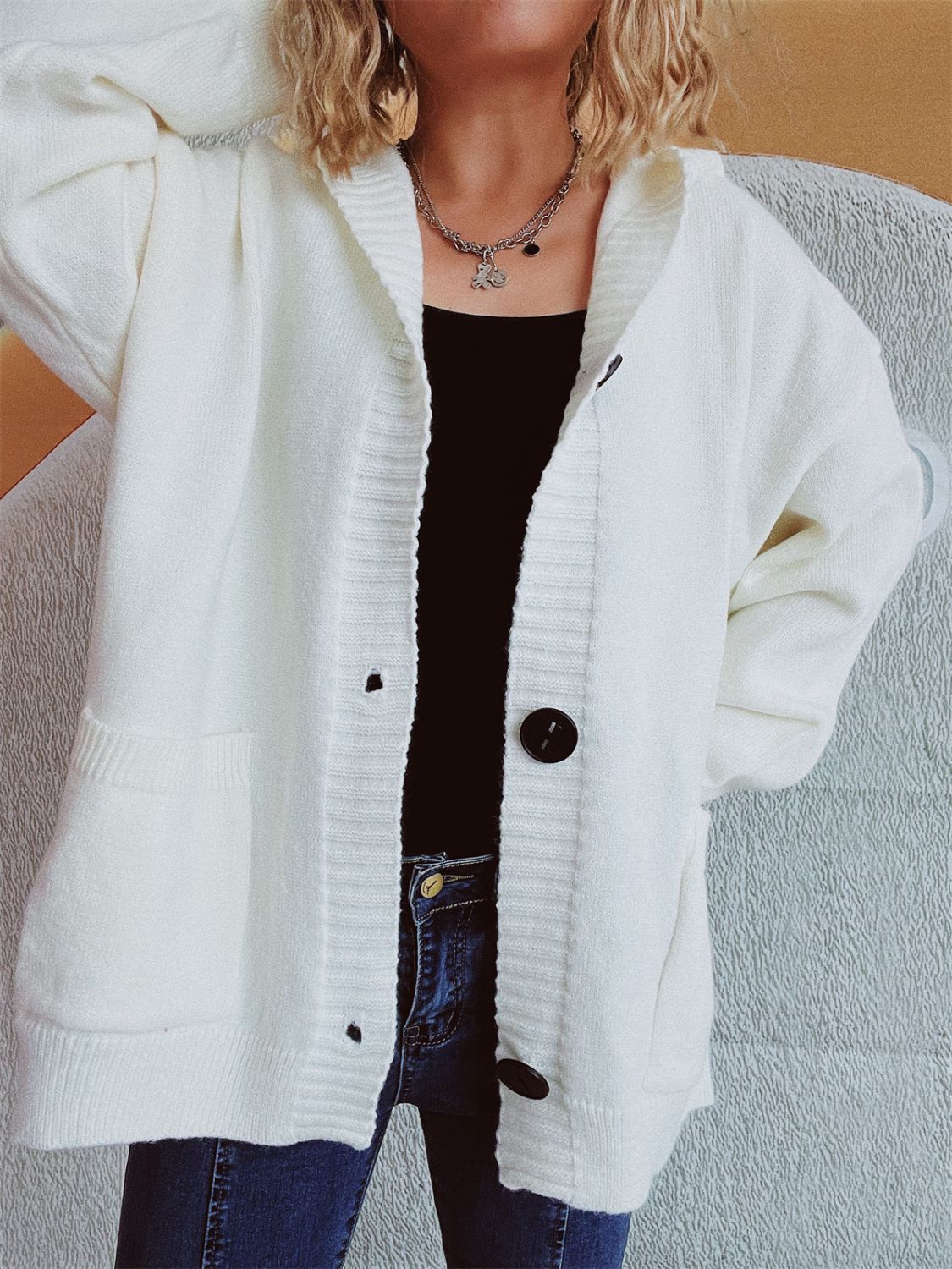 Dropped Shoulder Long Sleeve Hooded Cardigan-Chaelisa's New Jammies