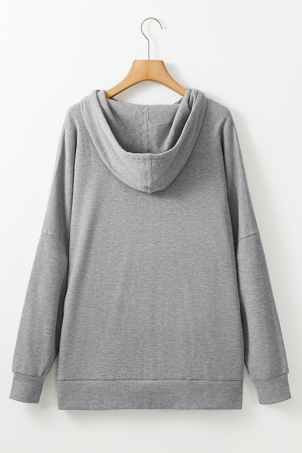 Gray Waffle Knit Fleece Lined High Low Oversized Hoodie-Chaelisa's New Jammies