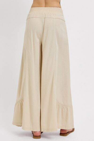 RISEN Shirring Detail Wide Leg Pants-Chaelisa's New Jammies