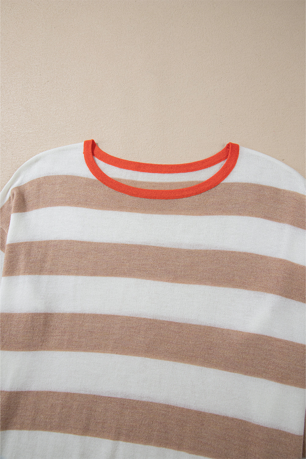 Apricot Colorblock Striped Round Neck Drop Shoulder Sweater-Chaelisa's New Jammies