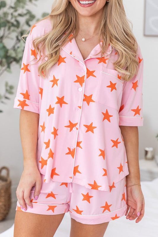 Pink Stars Short Sleeve Shirt and Shorts Bamboo Pajama Set-Chaelisa's New Jammies
