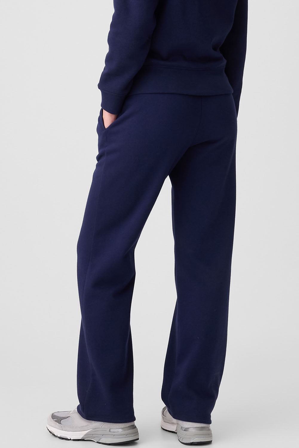 Navy Blue Solid Color Fleece Lined Drawstring Waist Casual Pants-Chaelisa's New Jammies