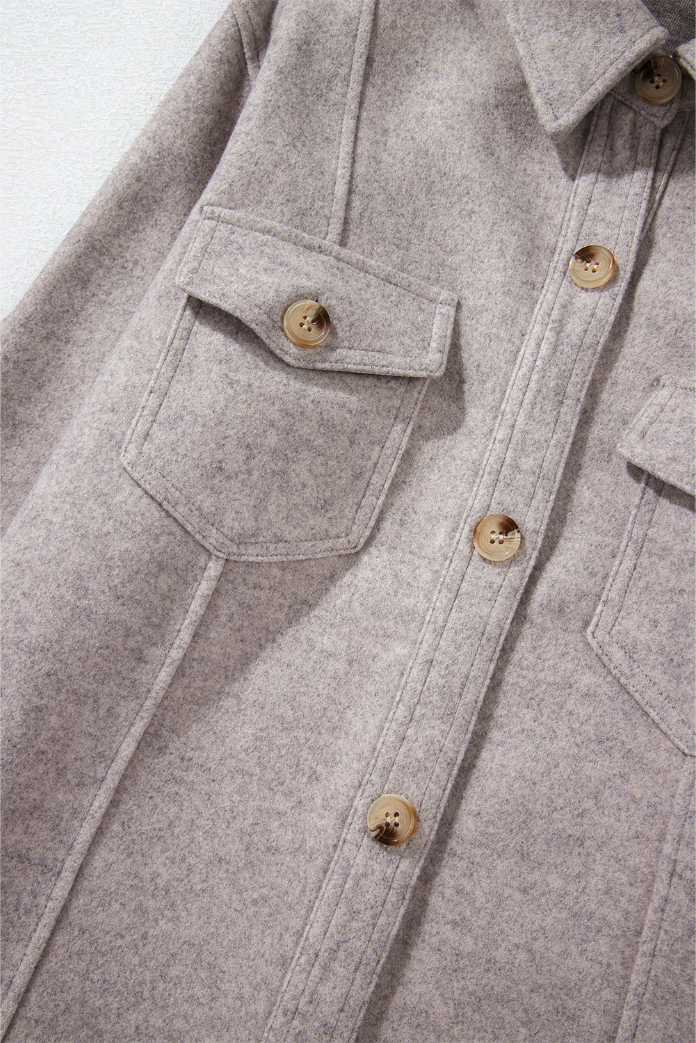 Light Grey Turn Down Collar Flap Pockets Buttoned Shacket-Chaelisa's New Jammies