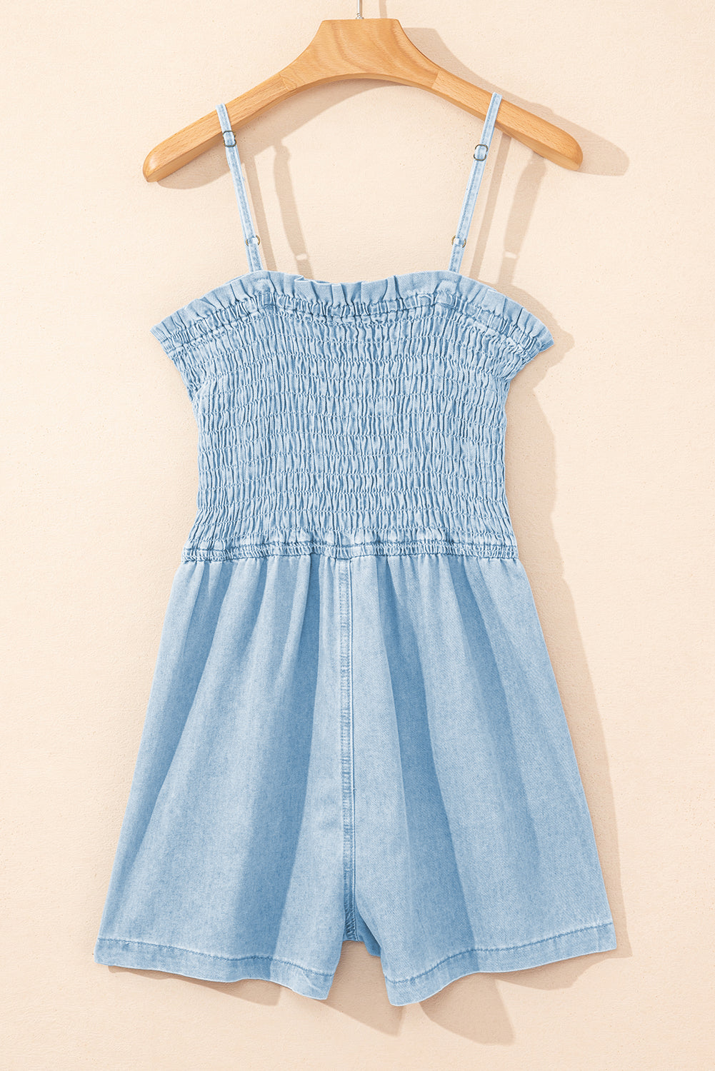 Beau Blue Spaghetti Strap Smocked Denim Romper-Chaelisa's New Jammies