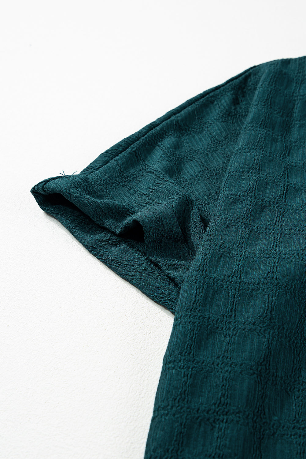 Sea Green Solid Textured Split Neck Short Sleeve Blouse-Chaelisa's New Jammies