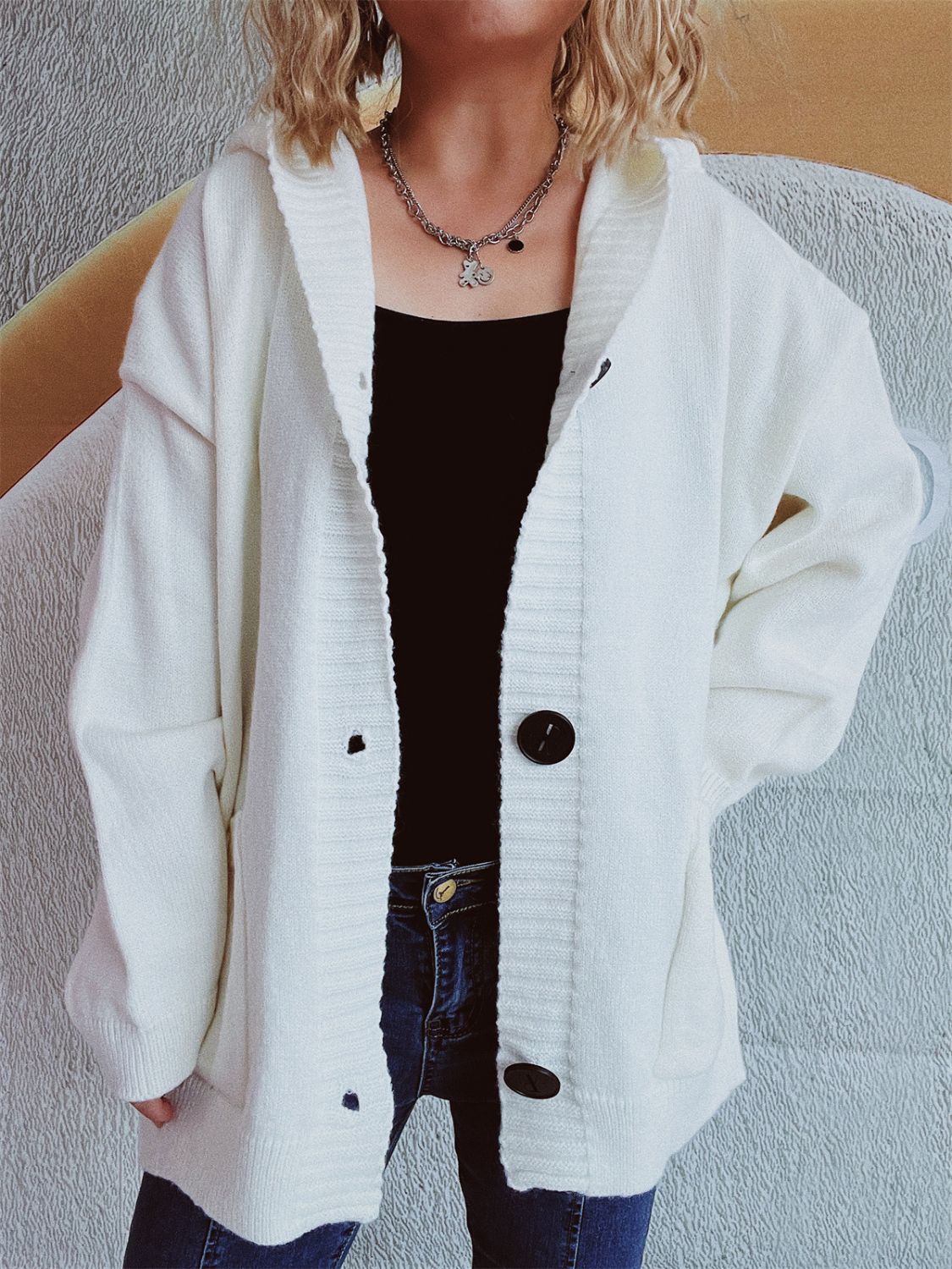 Dropped Shoulder Long Sleeve Hooded Cardigan-Chaelisa's New Jammies