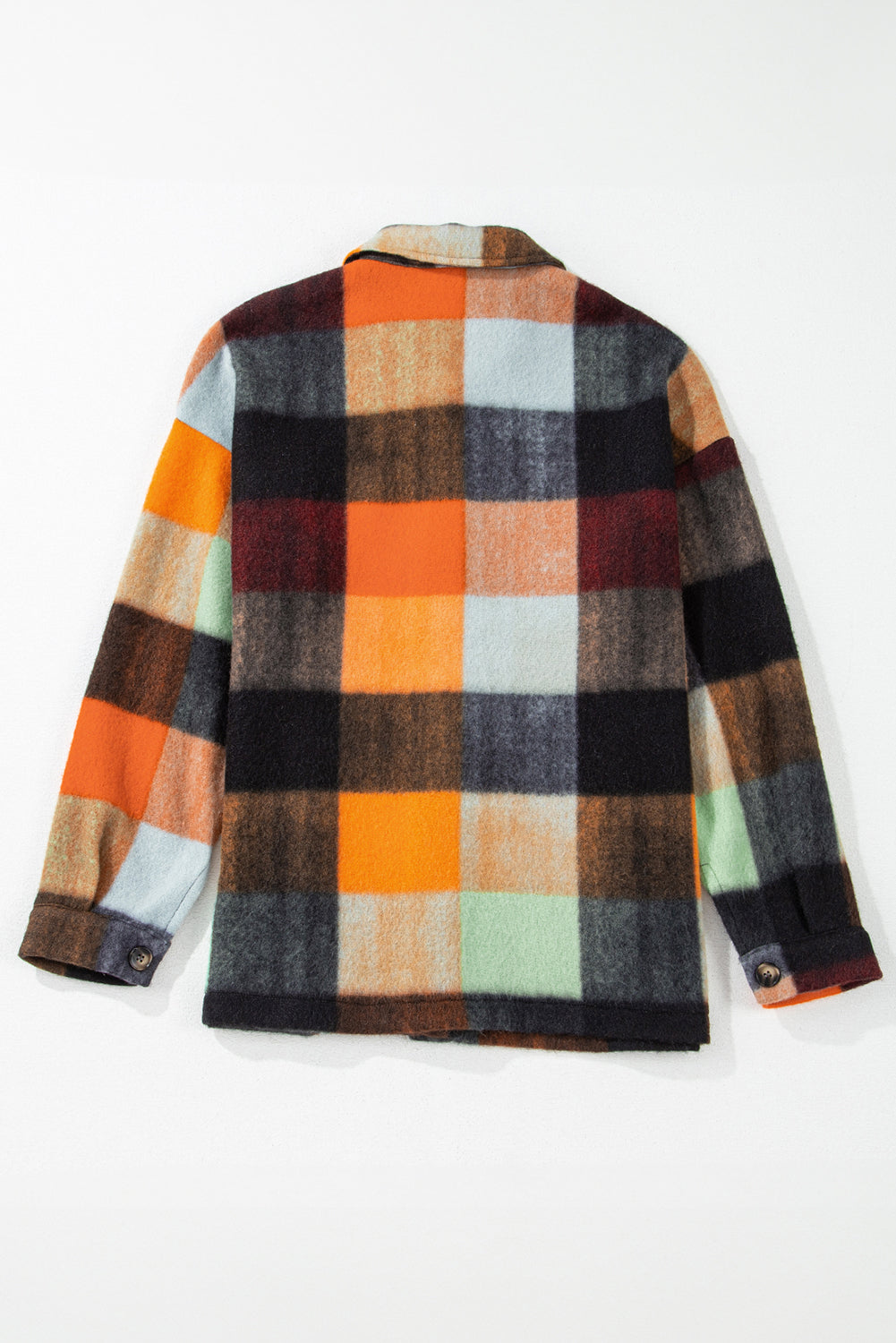 Orange Plaid Print Flap Pocket Long Jacket-Chaelisa's New Jammies