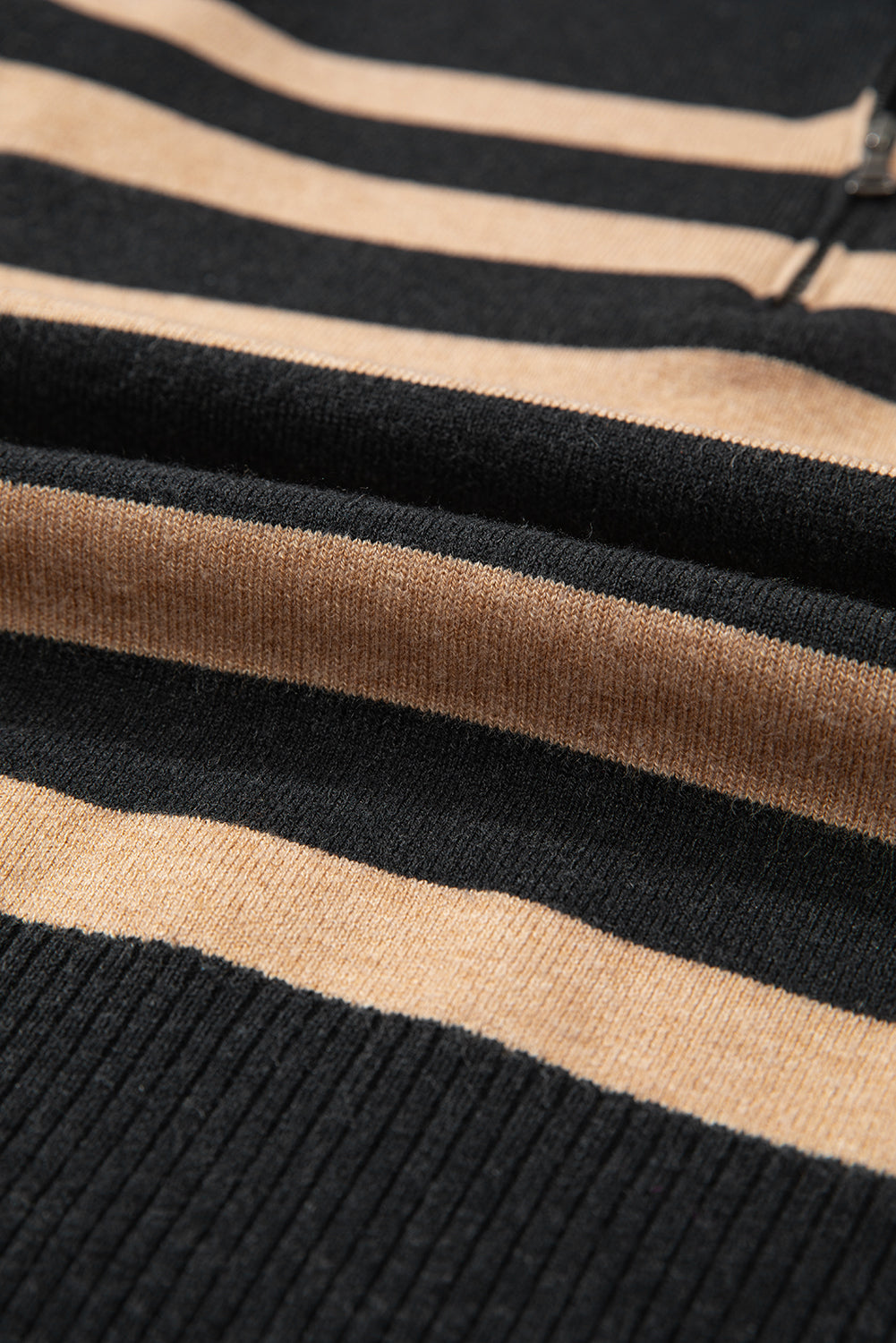 Black Stripe Collared Quarter Zipper Oversized Sweater-Chaelisa's New Jammies