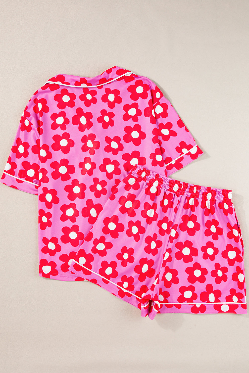 Flower Print Short Sleeve Shirt Pajamas Set-Chaelisa's New Jammies