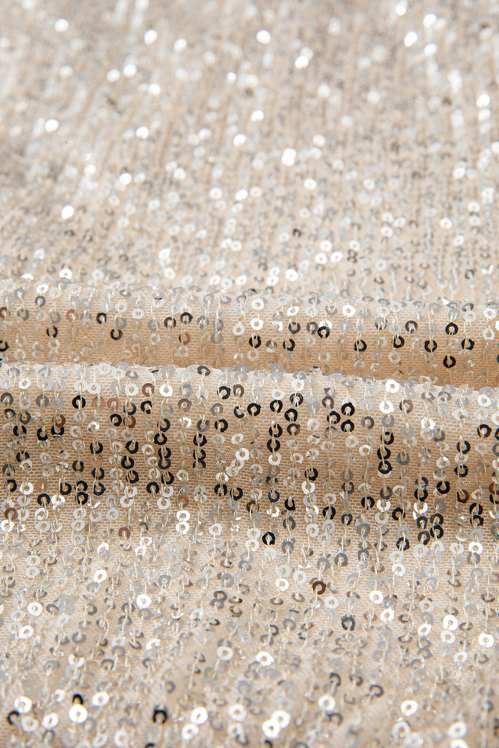 Beige Sequin Long Sleeve Wrap V Neck Bodysuit-Chaelisa's New Jammies