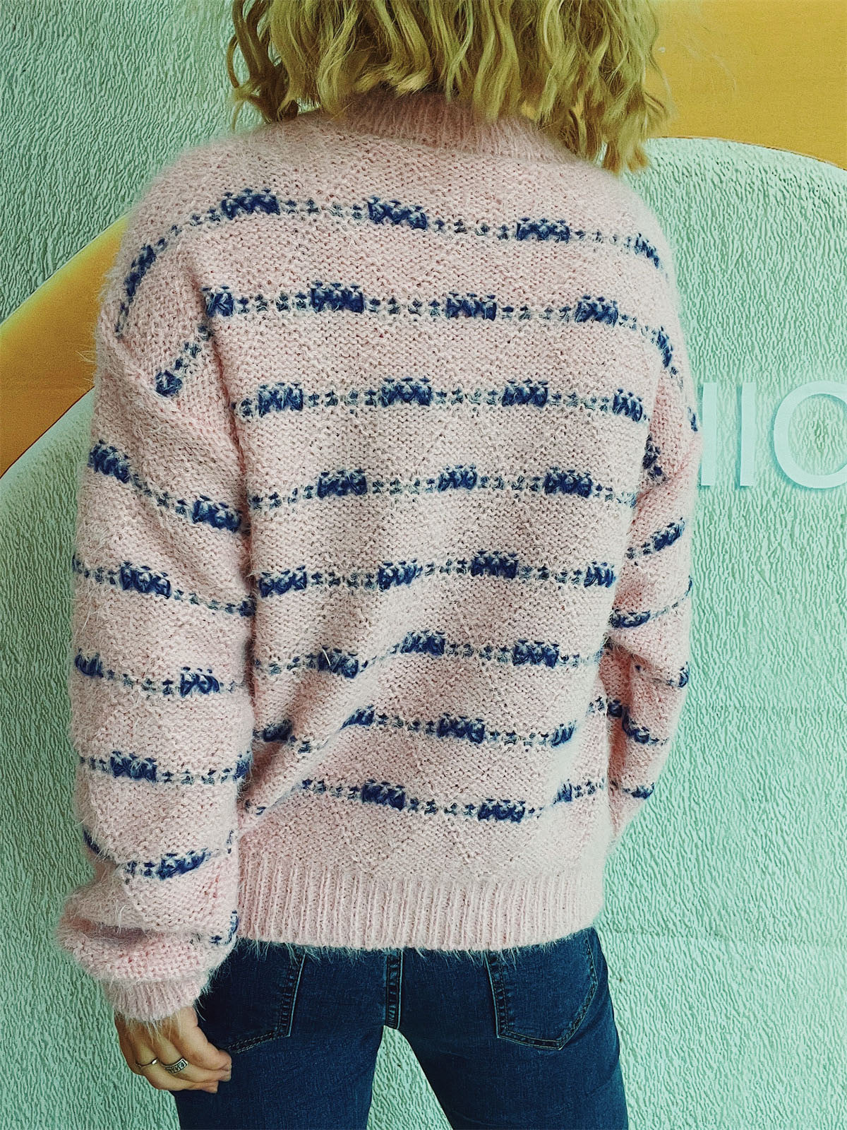 Striped Round Neck Long Sleeve Sweater-Chaelisa's New Jammies