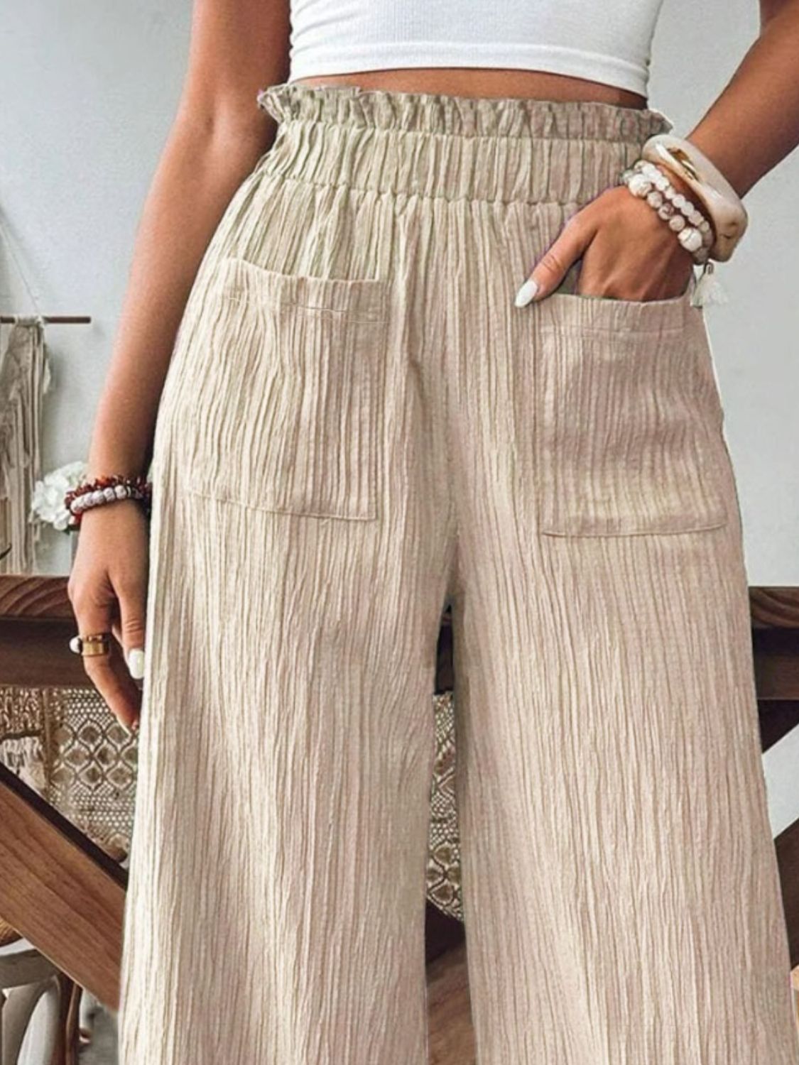 Frill Wide Leg Pants-Chaelisa's New Jammies