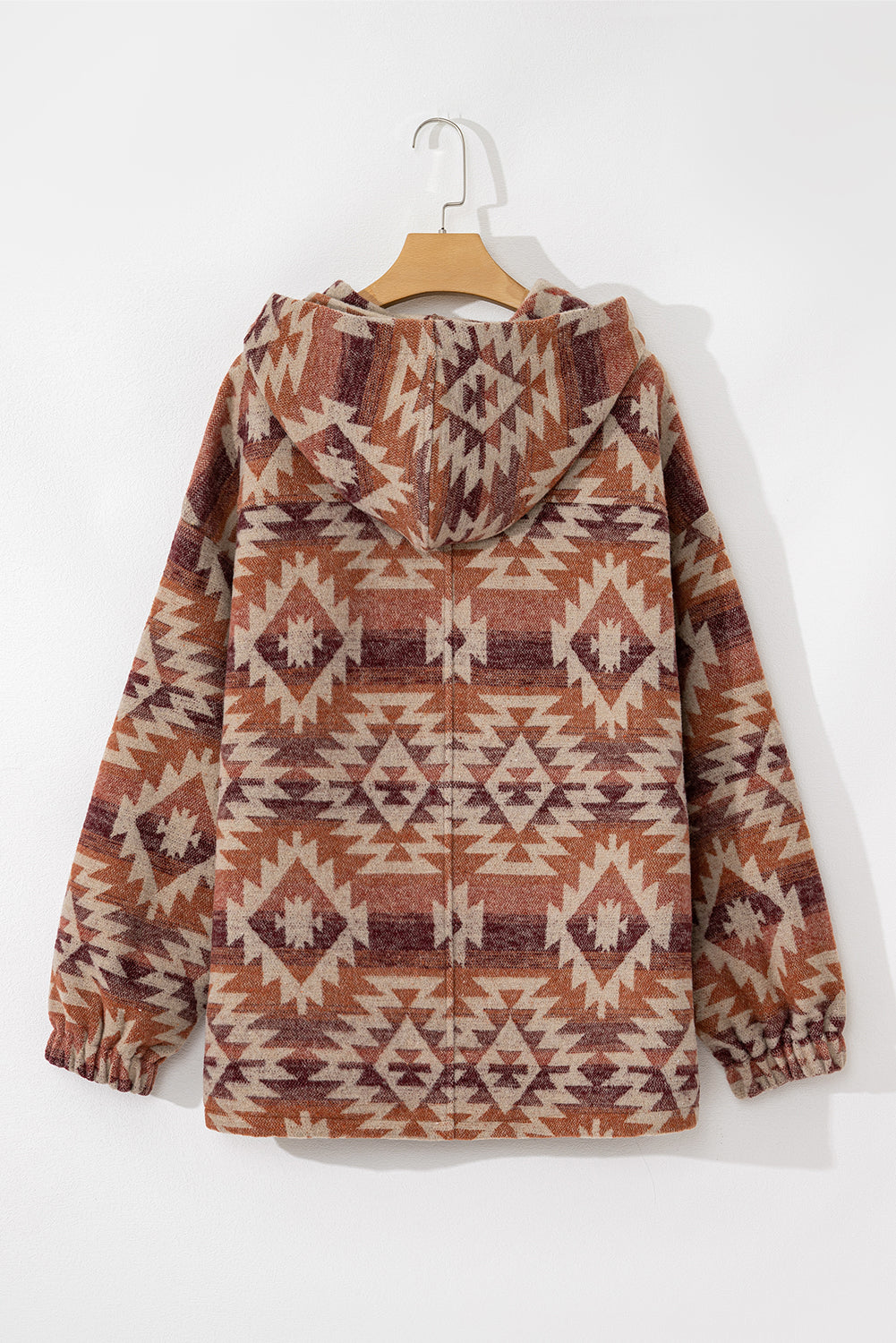 Red Plus Size Western Fashion Aztec Patterned Half Zip High Neck Hoodie-Chaelisa's New Jammies