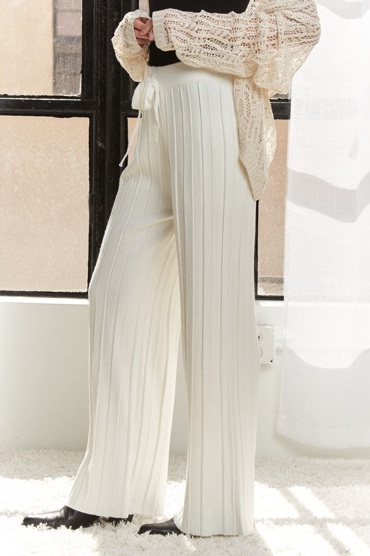 ADORA Tied Wide Leg Knit Pants-Chaelisa's New Jammies