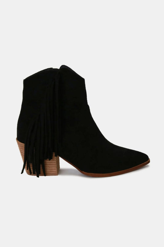 Beast Fashion Suede Fringe Point Toe Ankle Boots-Chaelisa's New Jammies