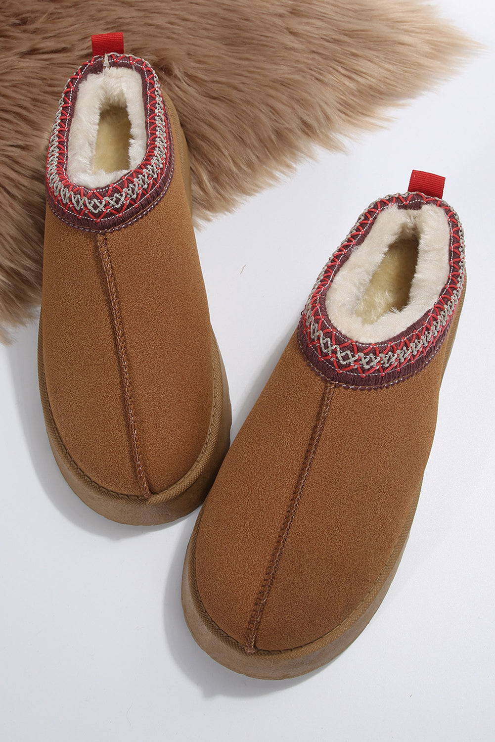 Chestnut Contrast Print Suede Plush Lined Snow Boots-Chaelisa's New Jammies