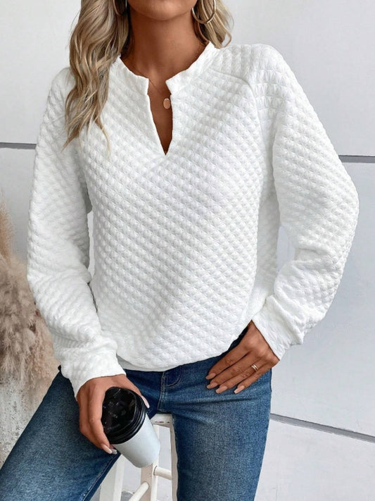 Notched Long Sleeve Sweatshirt-Chaelisa's New Jammies