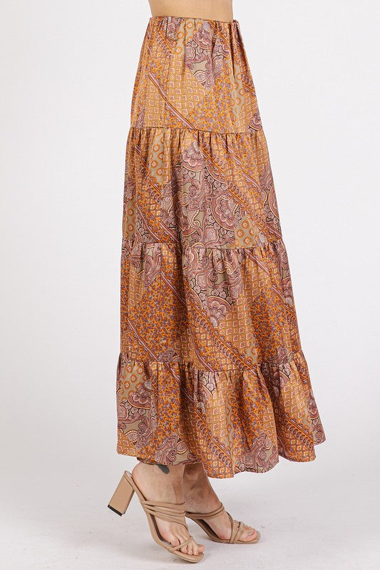 Mittoshop Paisley Patchwork Print Satin Maxi Skirt-Chaelisa's New Jammies