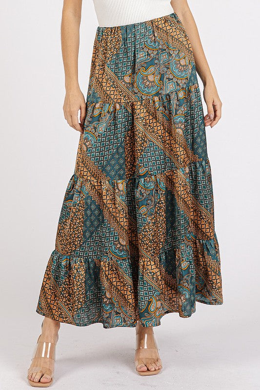 Mittoshop Paisley Patchwork Print Satin Maxi Skirt-Chaelisa's New Jammies