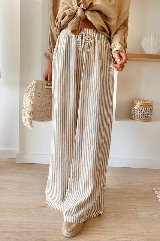 Pocketed Striped Wide Leg Pants-Chaelisa's New Jammies