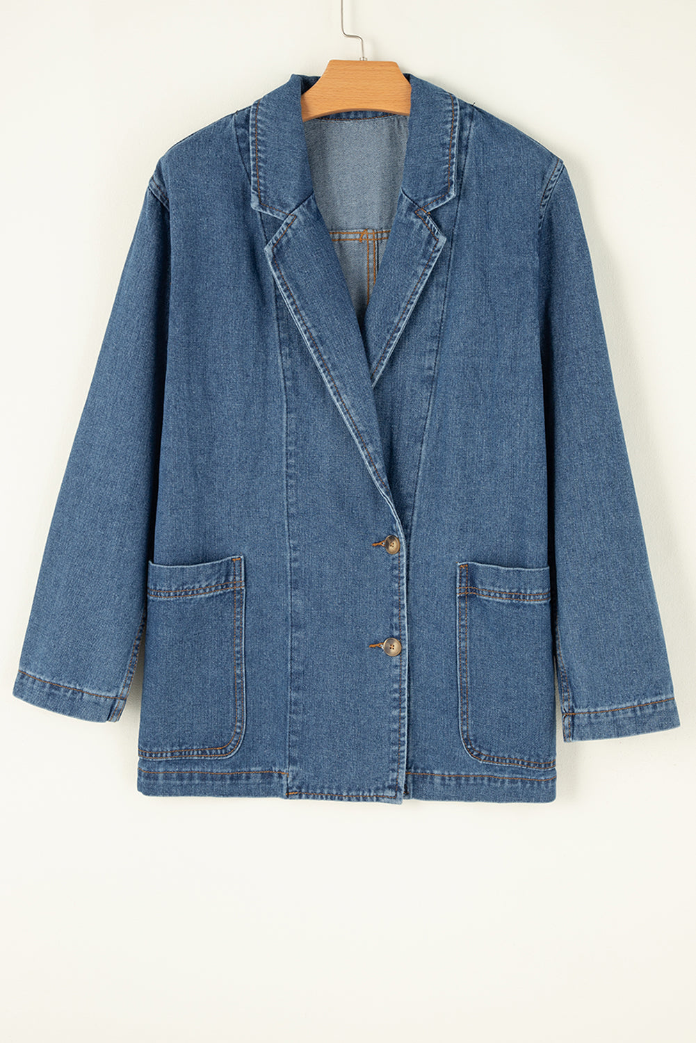 Sail Blue Side Pockets Lapel Collar Denim Jacket-Chaelisa's New Jammies