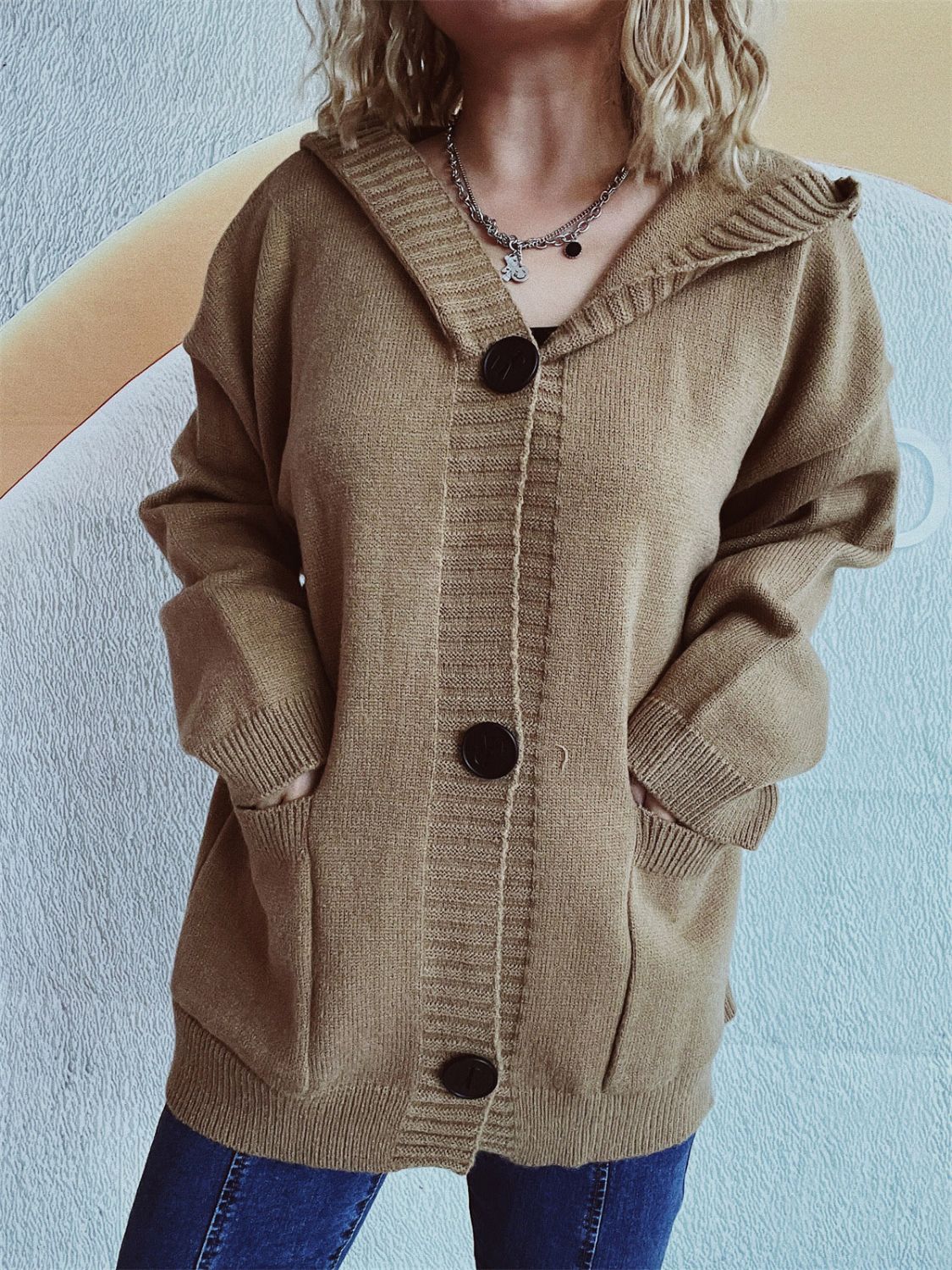 Dropped Shoulder Long Sleeve Hooded Cardigan-Chaelisa's New Jammies