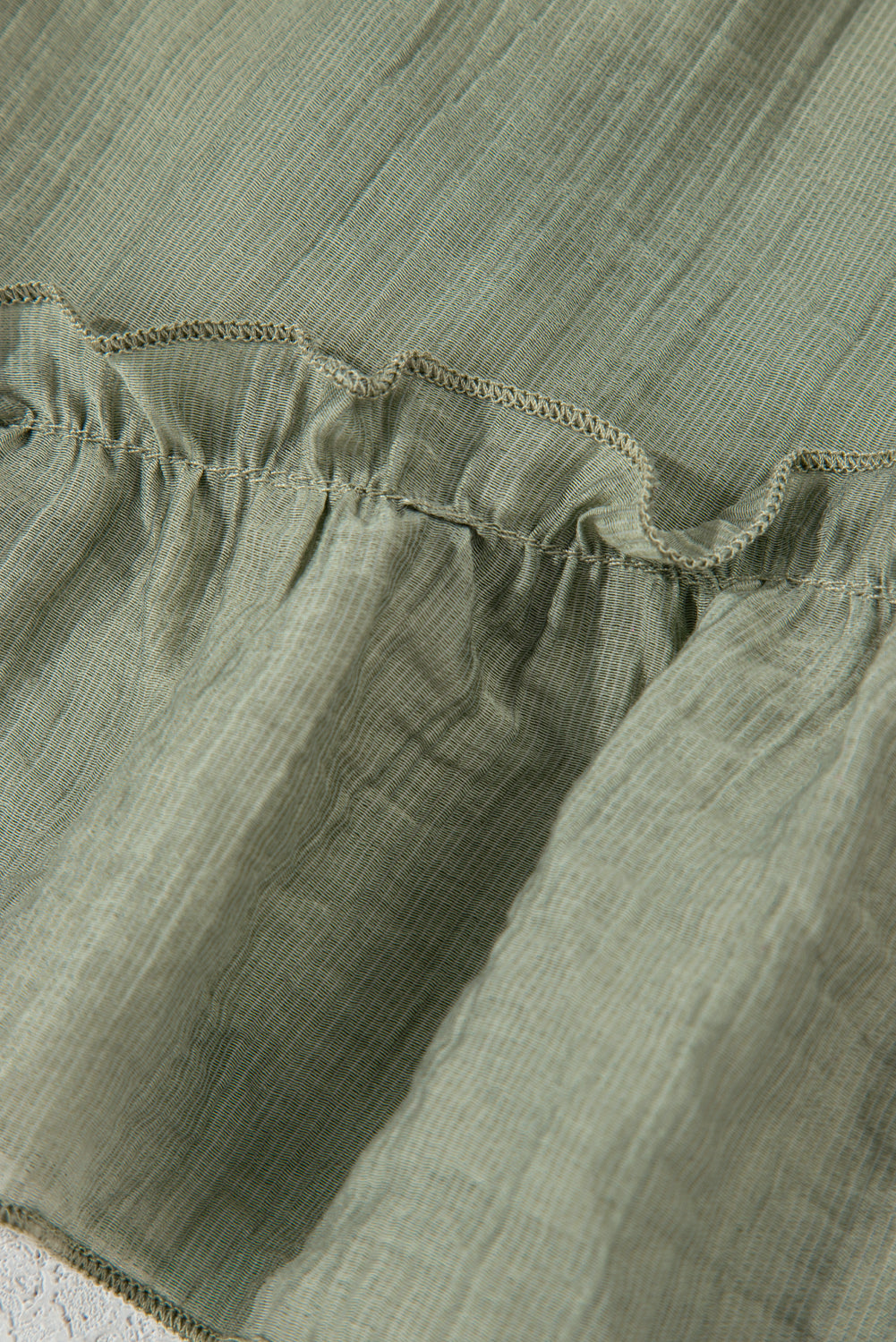 Laurel Green Textured Tie Waist Ruffle Hem Shorts-Chaelisa's New Jammies