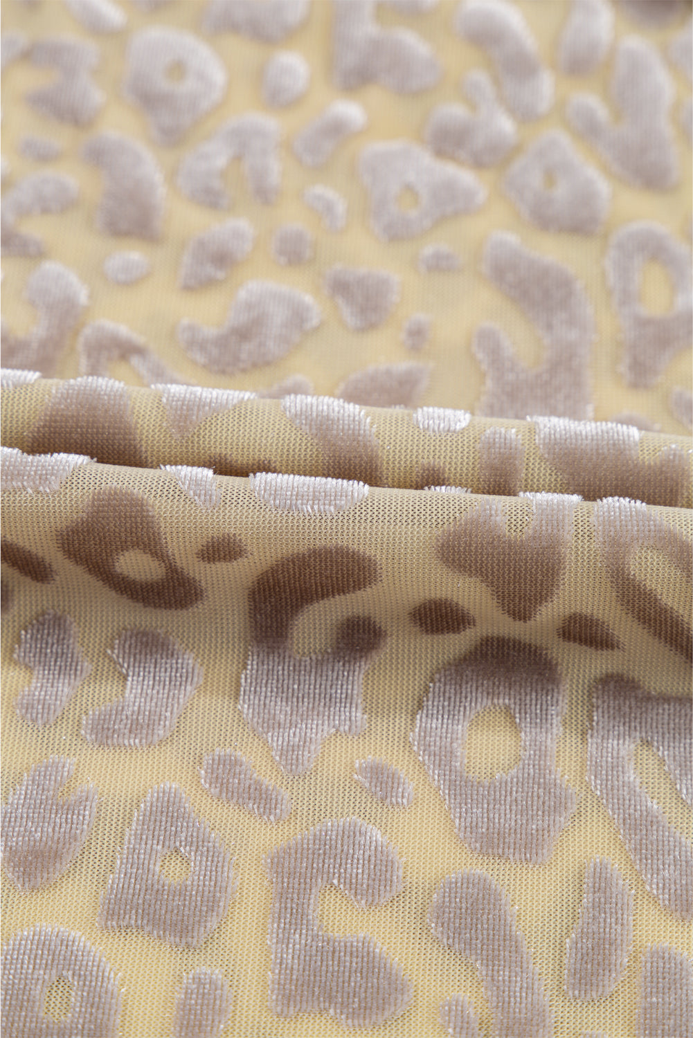 Beige Leopard Velvet Burnout Off Shoulder Long Sleeve Blouse-Chaelisa's New Jammies