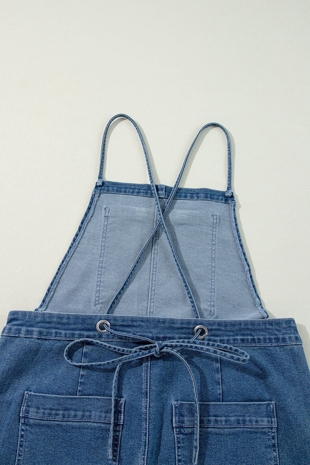 Dusk Blue Adjustable Tie Straps Cropped Wide Leg Denim Overalls-Chaelisa's New Jammies