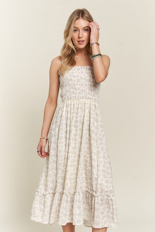 ADORA Smocked Floral Ruffled Hem Cami Dress-Chaelisa's New Jammies